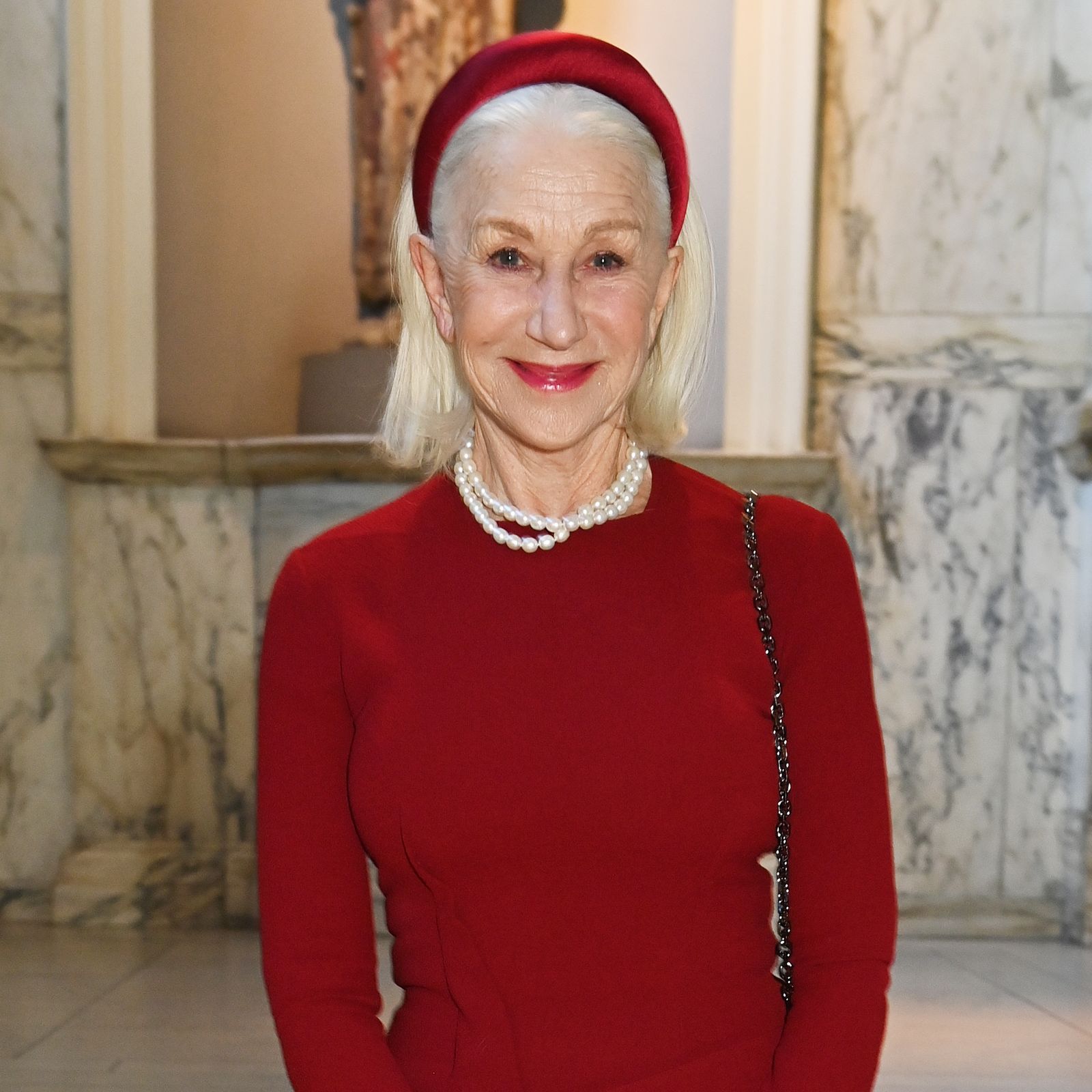 At 79, Dame Helen Mirren Is All About A Silver Bob And A Strong Lip For The Red Carpet