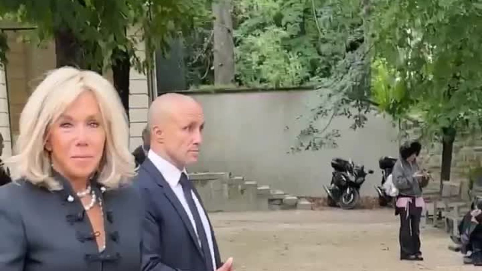 First Lady Brigitte Macron Arriving at the Dior Spring 2025 Show in Paris