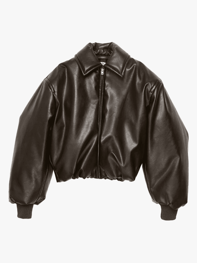 Image may contain Clothing Coat Jacket and Leather Jacket