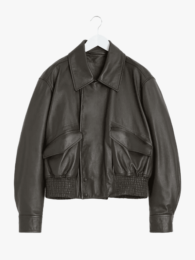 Image may contain Clothing Coat Jacket and Leather Jacket