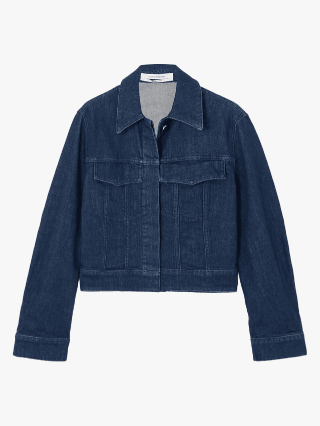 Image may contain Clothing Coat Jacket Pants Jeans Long Sleeve Sleeve and Blazer