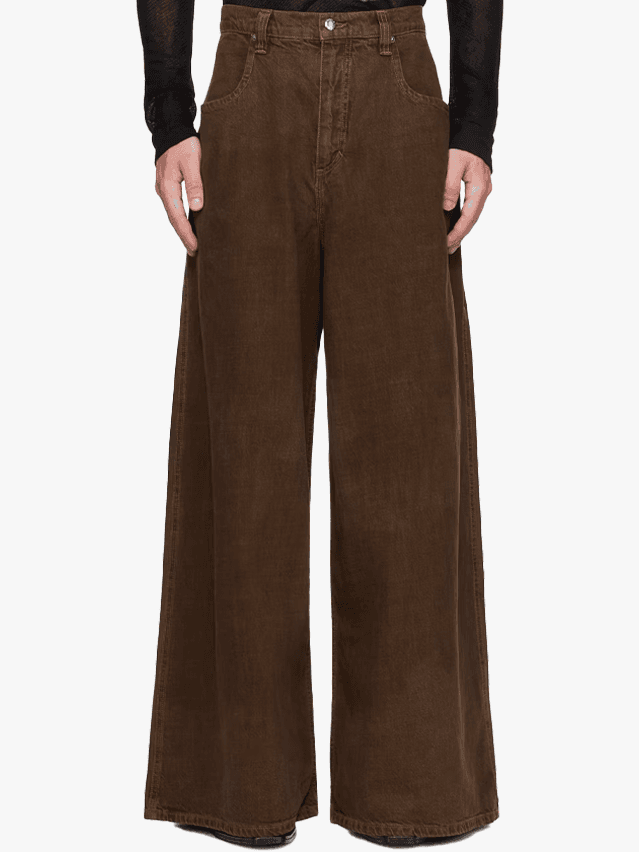 Image may contain Clothing Pants Home Decor Linen and Jeans