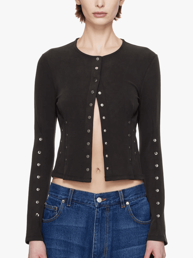 Image may contain Clothing Knitwear Sweater Cardigan Coat Long Sleeve and Sleeve
