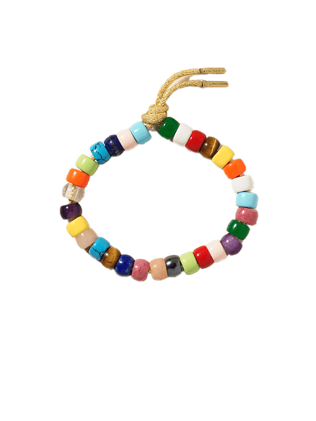 Image may contain: Accessories, Bracelet, Jewelry, Necklace, and Bead